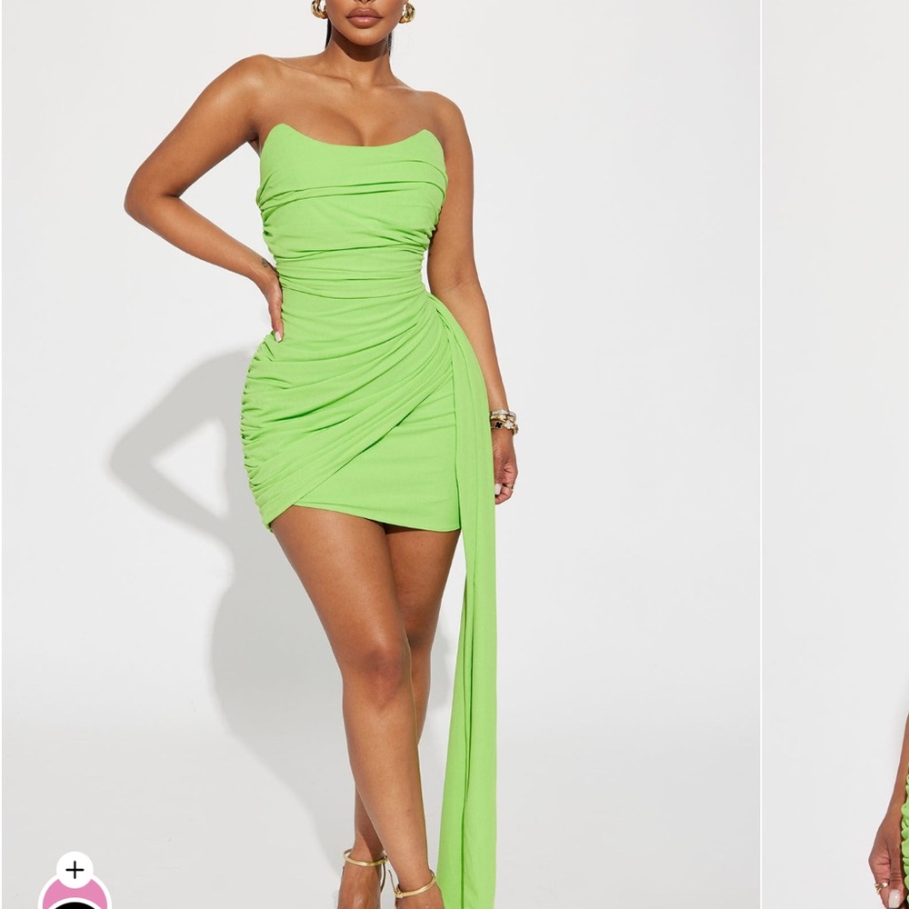 Elegant Green Ruched Mini Dress